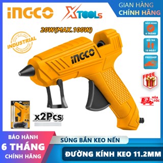 Súng bắn keo nến INGCO công suất 100W 220V Máy bắn keo cầm tay kèm theo 2 cây keo 11.2mm thời gian làm nóng 2-4p  GG148