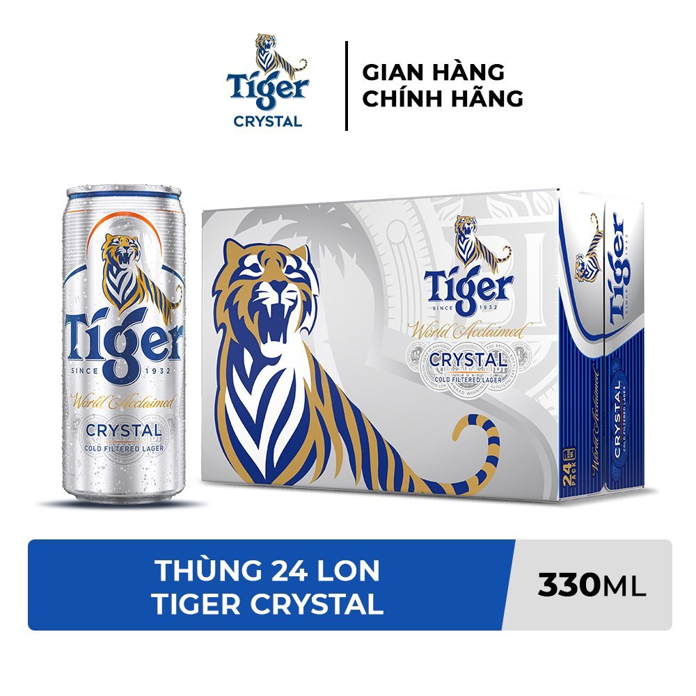 Nồng độ cồn 4.6% - Thùng 24 lon bia Tiger Crystal 330ml/lon