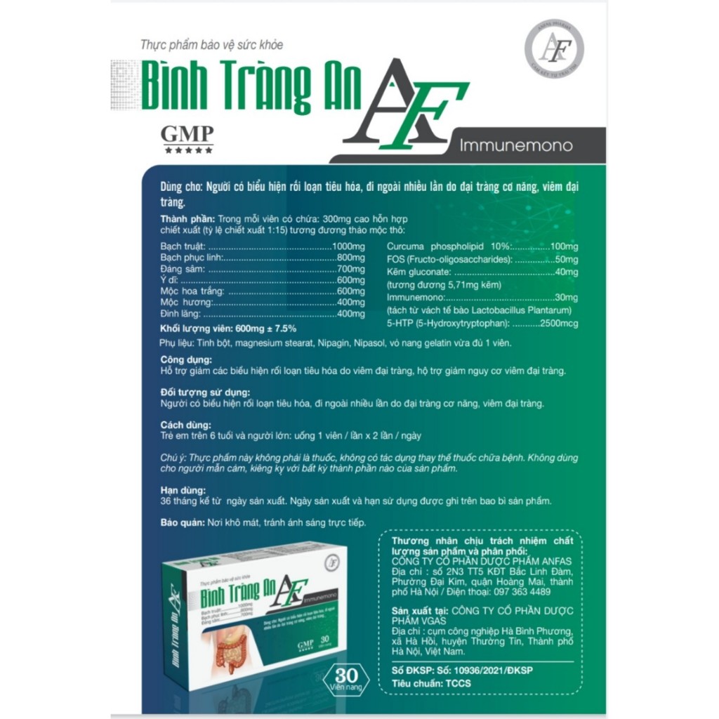 Hỗ Trợ Đại Tràng Bình Tràng An AF Hộp 30 Vên, Tăng Cường Tiêu Hóa, Giảm Nguy Cơ Viêm Đại Tràng - Anfas