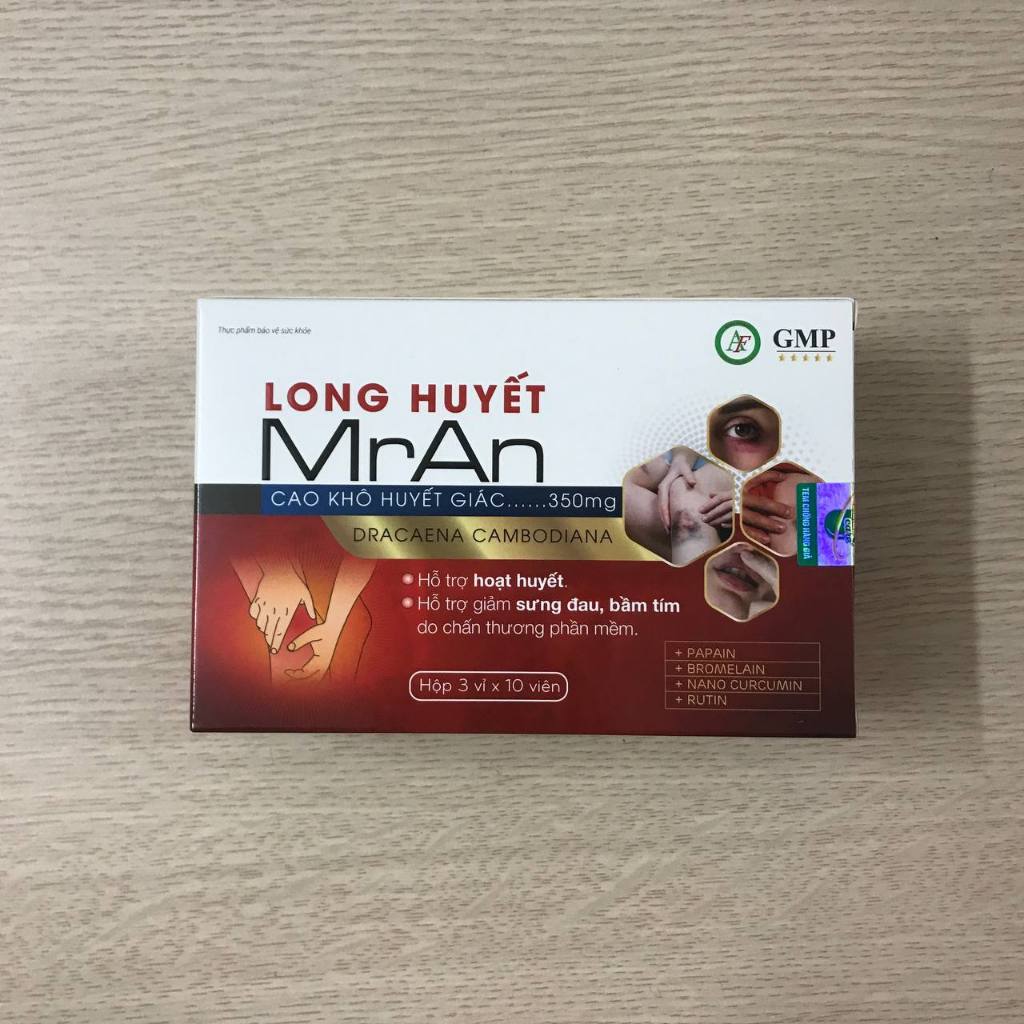 Long Huyết MrAn 30 Viên, Hỗ Trợ Hoạt Huyết, Giảm Sưng Đau, Bầm Tím Do Chấn Thương Phần Mềm - Anfas