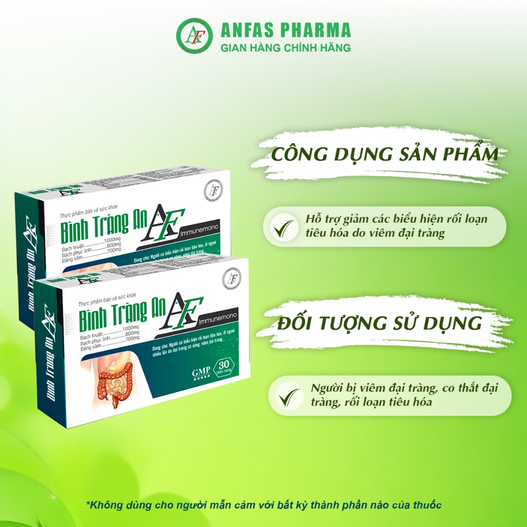 Hỗ Trợ Đại Tràng Bình Tràng An AF Hộp 30 Vên, Tăng Cường Tiêu Hóa, Giảm Nguy Cơ Viêm Đại Tràng - Anfas