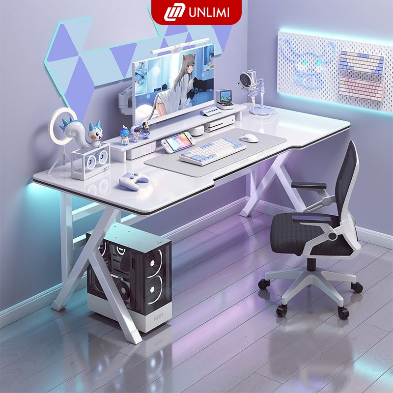 Bàn làm việc đa năng, bàn gaming chữ K khung thép sơn tĩnh điện phong cách mạnh mẽ thương hiệu Unlimi - GM80