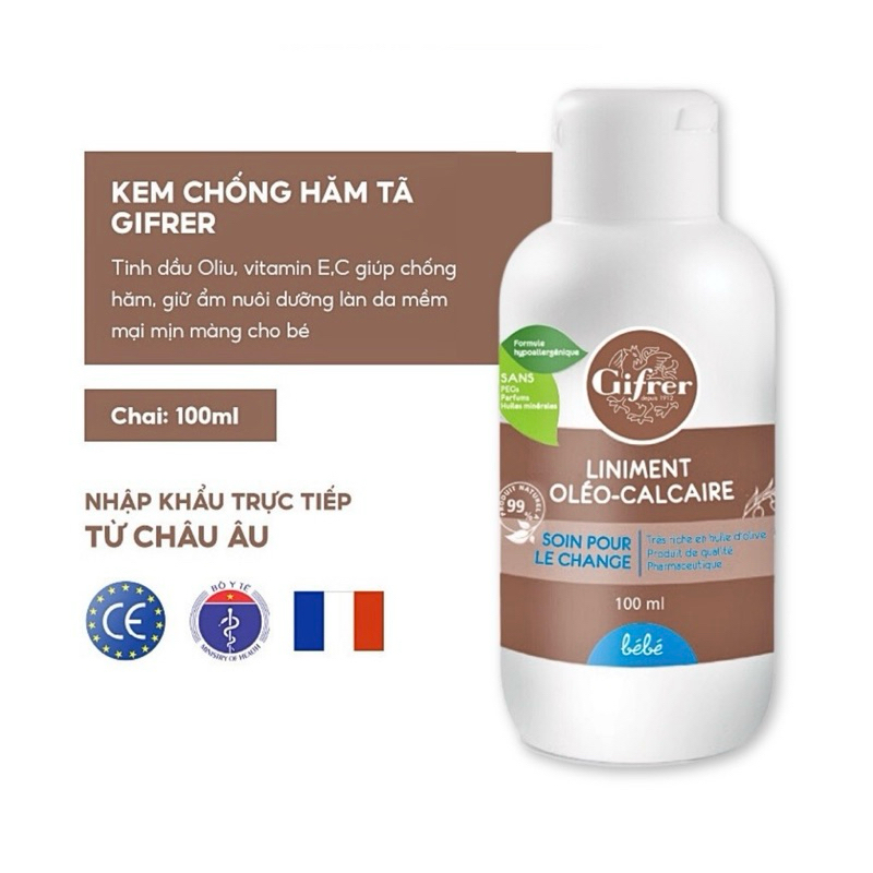 Kem thay bỉm Hăm Gifrer Pháp Liniment Oléo Calcaire - 100ml - cho bé từ sơ sinh
