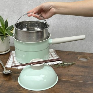 Bộ nồi nhôm đúc kèm xửng hấp Kaiyo màu xanh mint size 18cm
