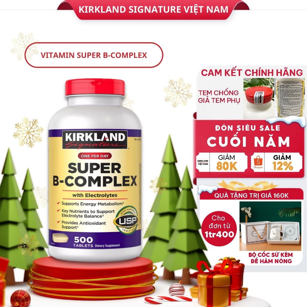 Viên uống bổ sung Vitamin B tổng hợp Super B-Complex 500 Viên Kirkland Signature của Mỹ