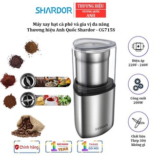 Máy xay đa năng, cà phê và các loại hạt gia vị thương hiệu shardor cg715s - hàng chính hãng