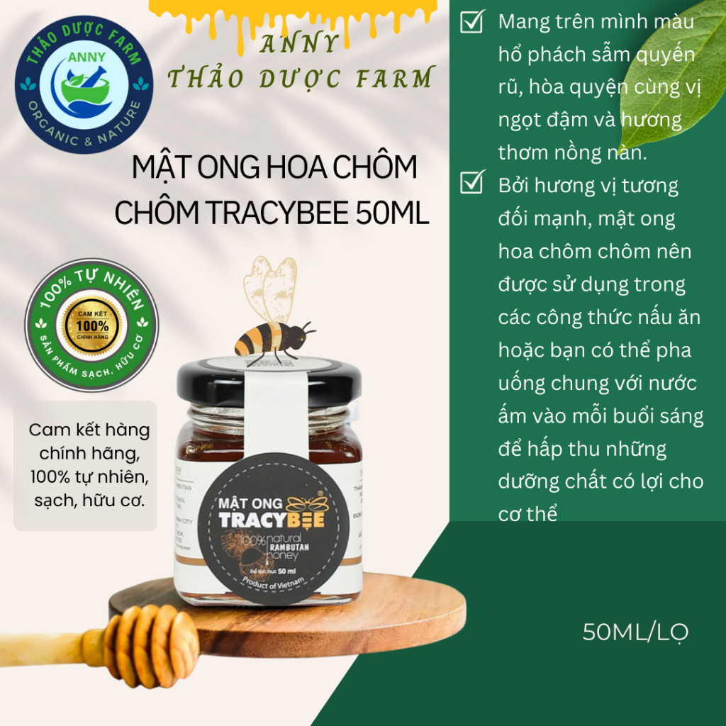 Mật ong hoa chôm chôm Tracybee 50ml