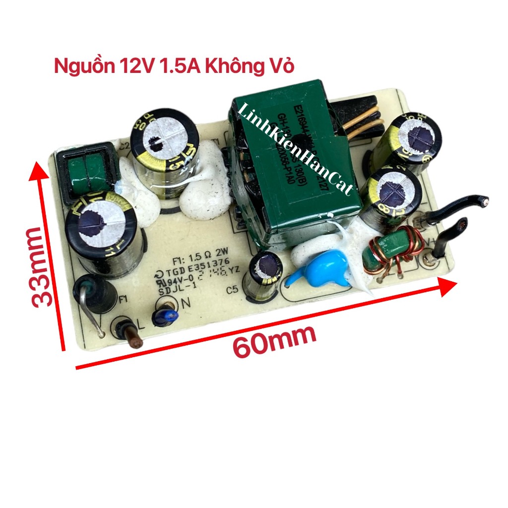 Nguồn 12V 1.5A Không Vỏ