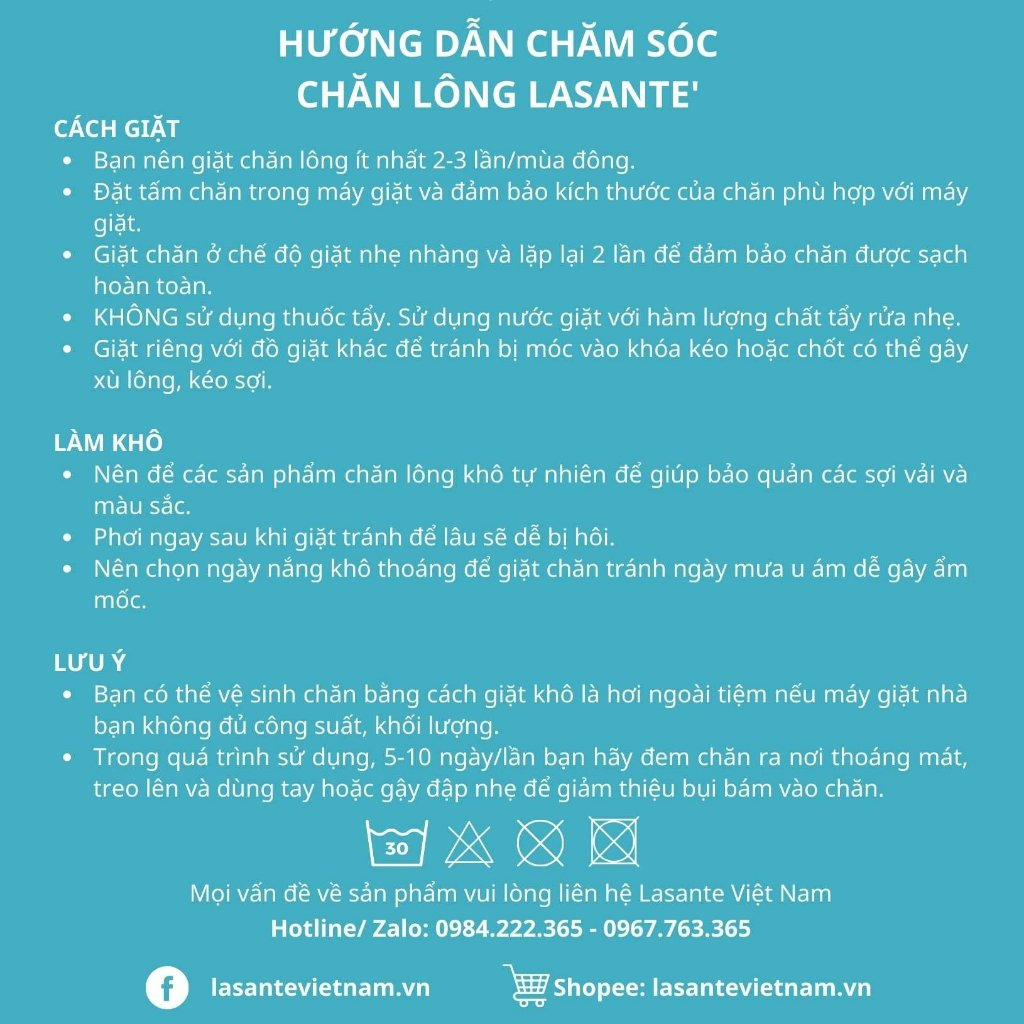 Chăn mền Lông Cừu Pháp Lasante' Cao Cấp Nhiều Màu Dày Dặn Cho Mùa Đông 1m6 x 2m2.