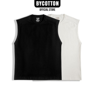Áo thun nam cao cấp tank top white - black by cotton