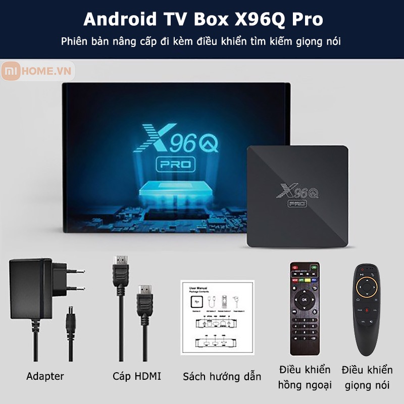 Đầu Android TV Box X96Q Pro: RAM 2G+ROM 16G, hỗ trợ 4K, tốc độ xử lý mượt mà