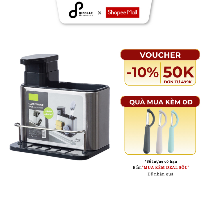 Kệ Để Đồ Rửa Chén Đựng Đũa Thìa Inox 304 DIPOLAR Thép Không Gỉ Đa Năng 3 Trong 1 - DKDD01