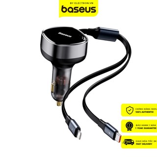 Tẩu Sạc Nhanh Kèm Cáp Dây Rút 2 Đầu Type C + L.i.g.h.t.n.i.n.g Baseus Enjoyment Retractable 2 in 1 Car Charger 30W