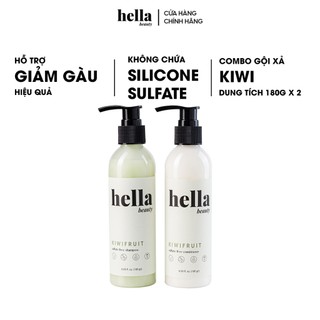Bộ Dầu Gội Xả Sạch Gàu Kiwi 180g Hella Beauty Cho Tóc Tẩy Nhuộm Kháng Khuẩn Da Đầu Dưỡng Mượt Bồng Bềnh - Combo 2 chai