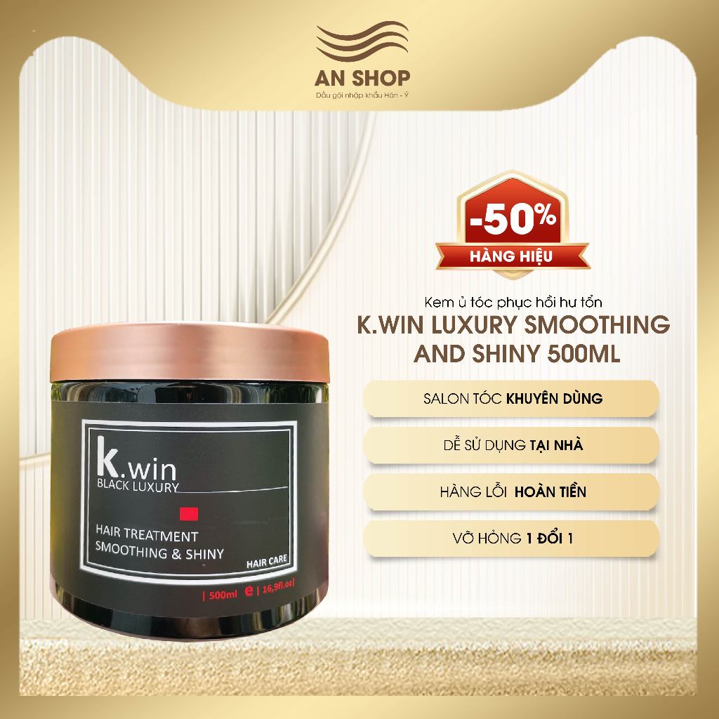 Kem ủ tóc phục hồi hư tổn hấp tóc argan siêu mềm mượt tóc khô xơ uốn nhuộm duỗi K.win luxury smoothing and shiny 500ml