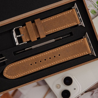 Dây da đồng hồ Wemoda chất liệu da sáp size 18mm,20mm,22 tương thích đồng hồ apple watch M5 nâu đất