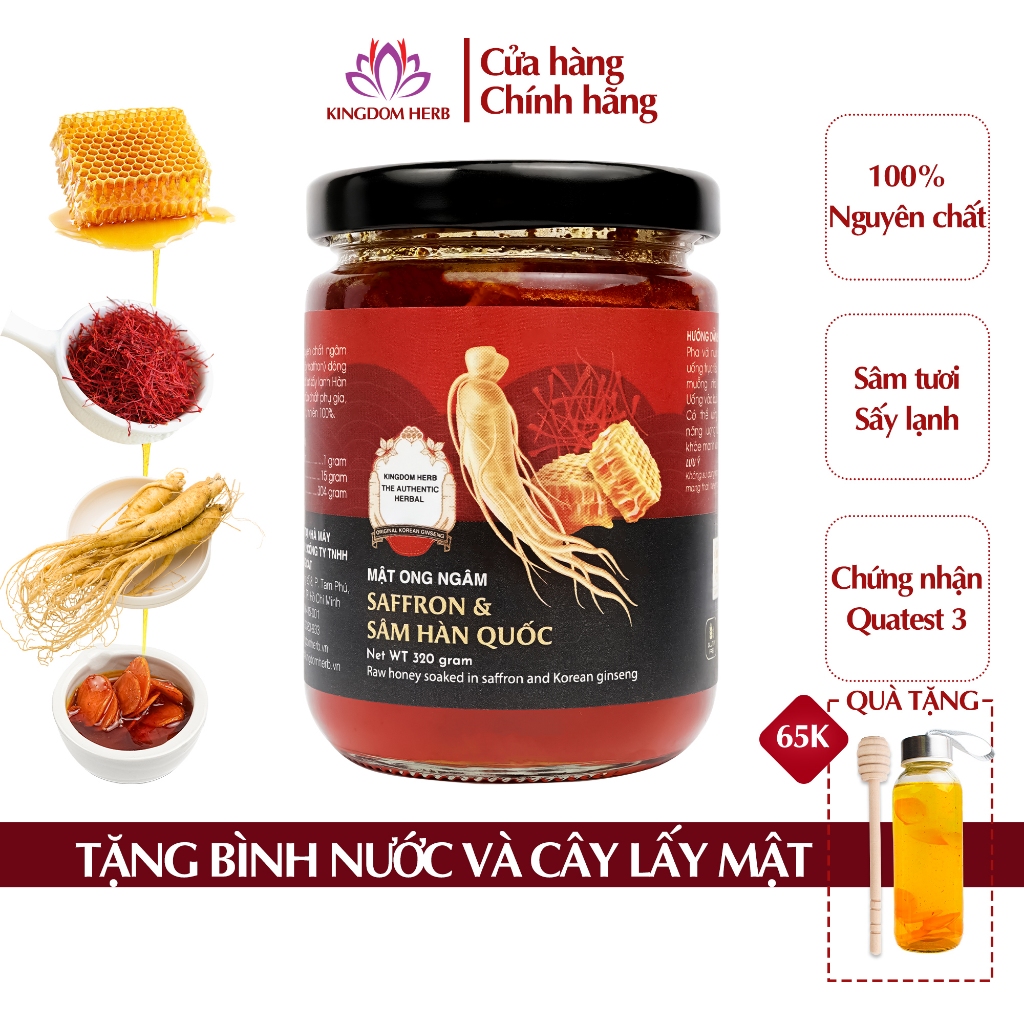 Sâm mật ong saffron Kingdom Herb chính hãng thượng hạng hộp 320g