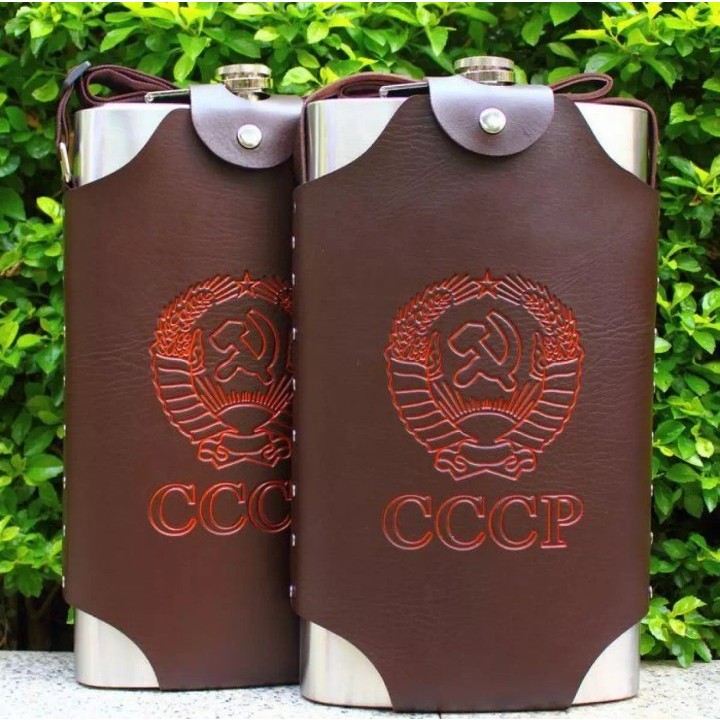 Bình Inox 304 Bình Đựng CCCP Truyền Thống Dung Tích 2.0L Dày 0,6 ly - 64OZ , Kèm Bao Da Phong Cách