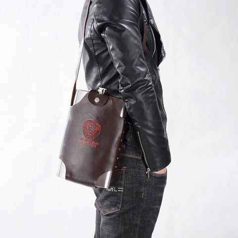 Bình Inox 304 Bình Đựng CCCP Truyền Thống Dung Tích 2.0L Dày 0,6 ly - 64OZ , Kèm Bao Da Phong Cách