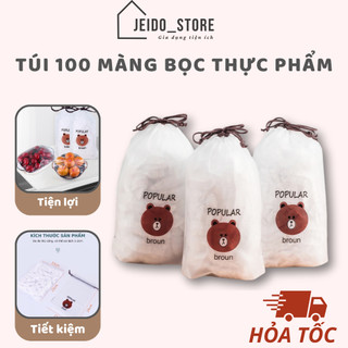 Set 100 Màng Bọc Thực Phẩm Túi Gấu Có Chun Co Giãn Bền Dai Tái Sử Dụng