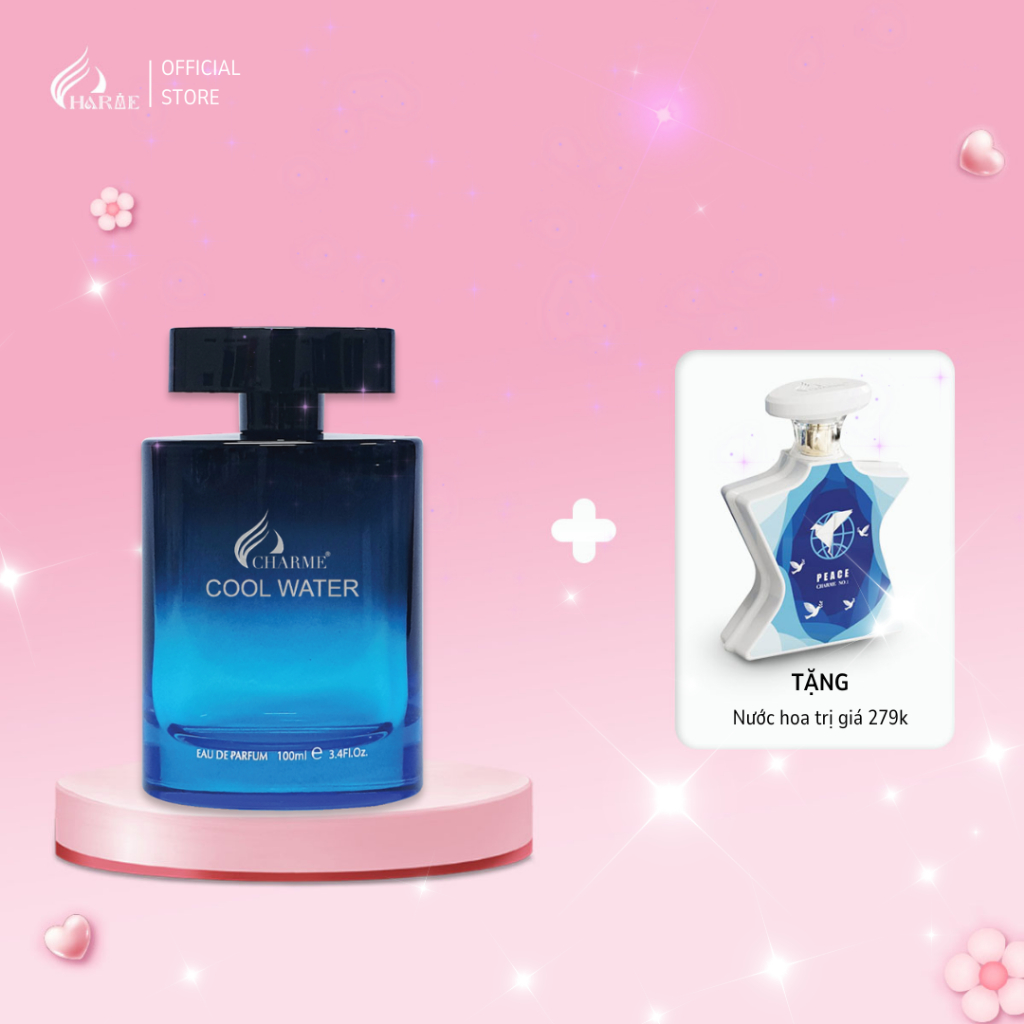 Nước hoa nam chính hãng CHARME Cool Water cao cấp lưu hương lâu, hương thơm phóng khoáng, nam tính chai 100ml