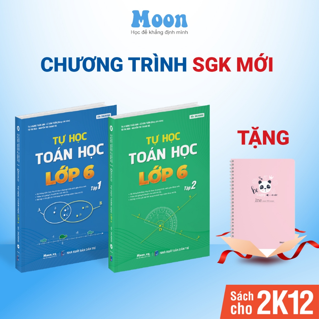 Sách toán lớp 6, sách ID tự học toán kết nối tri thức, cánh diều, chân trời sáng tạo Moonbook