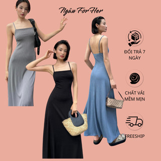 Lyn dress -đầm maxi hai dây thun cotton, đầm nữ dáng dài