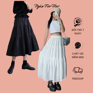 Midi skirt- chân váy dài tùng xòe hàn quốc, chân váy tầng dáng dài