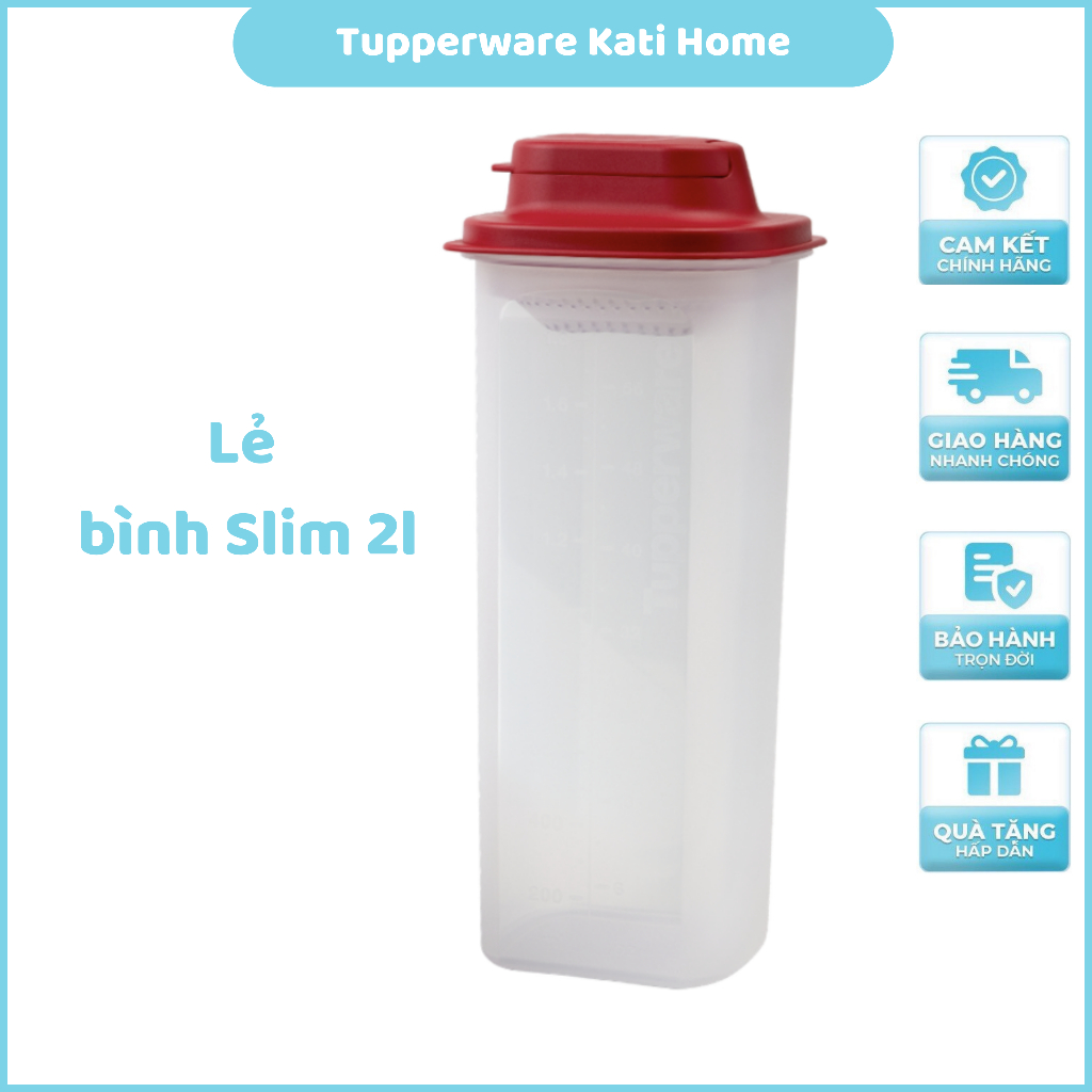 Bình nước lọc, detox, ngâm siro Slim 2l Tasty set Tupperware có vạch chia dung tích