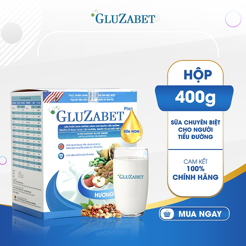 Sữa Gluzabet Tiểu Đường Hộp Giấy NEW 400G (16 Gói 25G)