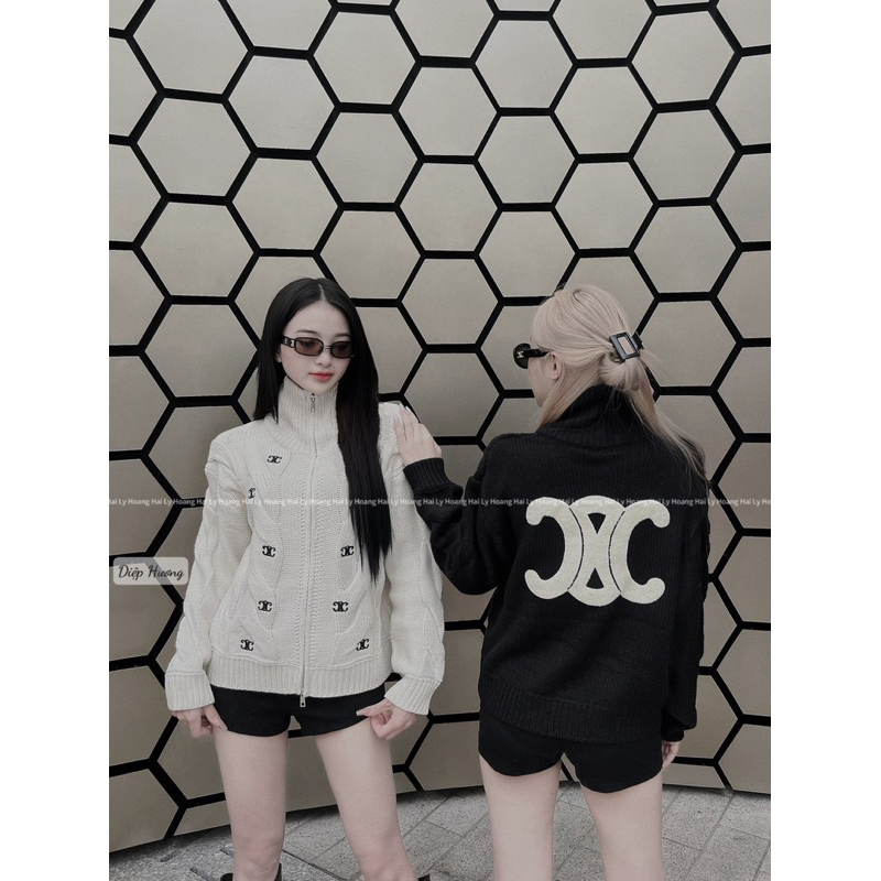 Áo len khóa thêu xịn xò
