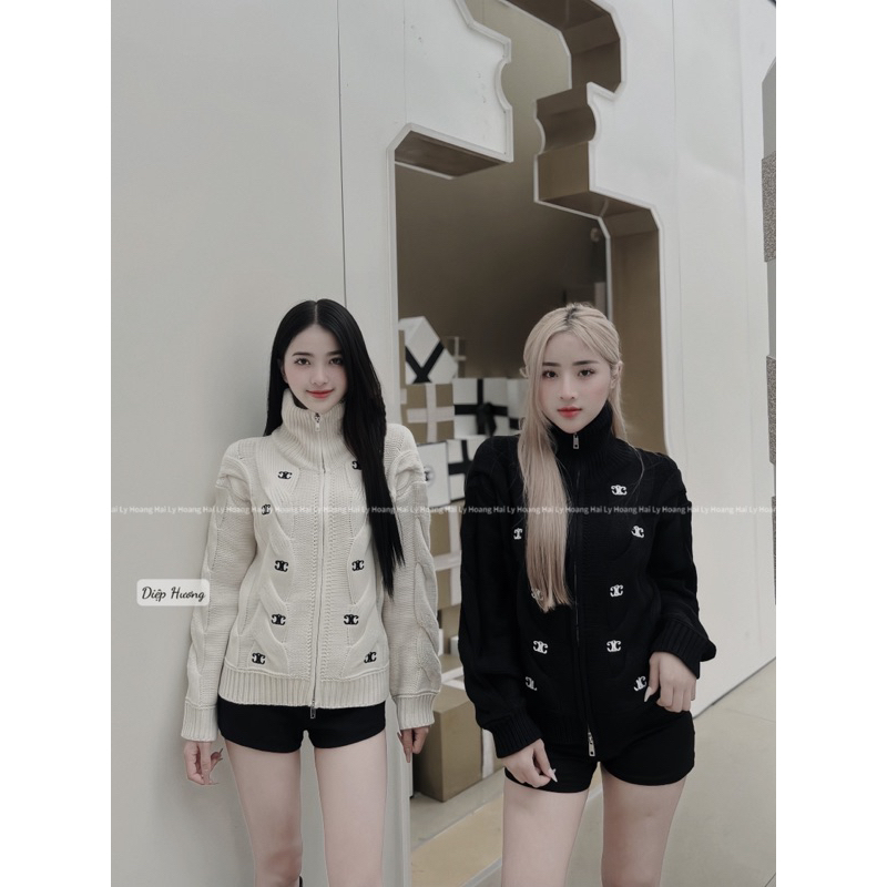 Áo len khóa thêu xịn xò