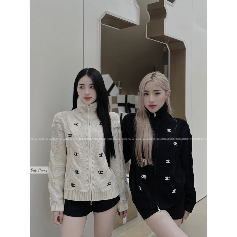 Áo len khóa thêu xịn xò