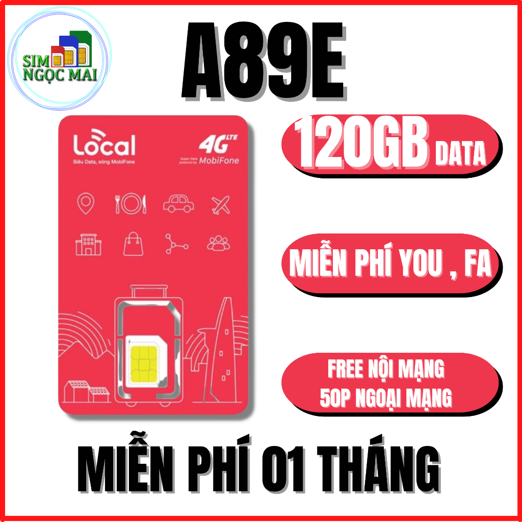 Sim 4G Mobifone LOCAL A50S - A68SXài Maxdata - Miễn Phí Tháng Đầu - Sim Ngọc Mai