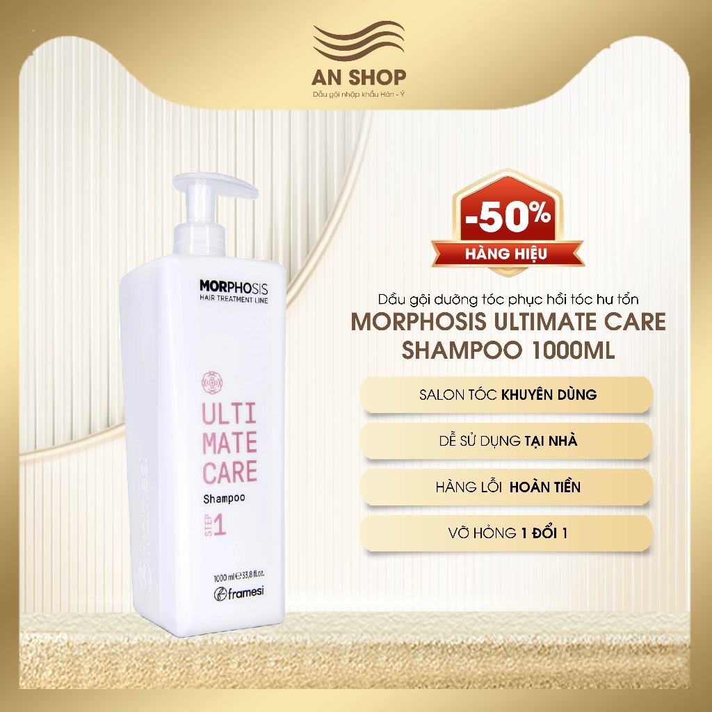 Dầu gội dưỡng tóc phục hồi tóc hư tổn khô xơ MORPHOSIS ULTIMATE CARE SHAMPOO 1000ML chăm sóc tóc uốn nhuộm duỗi