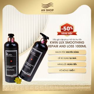 Dầu gội cặp phục hồi tóc hư tổn khô xơ Kwin lux smoothing repair and loss 1000ml combo dưỡng tóc chống gãy rụng dầu gàu