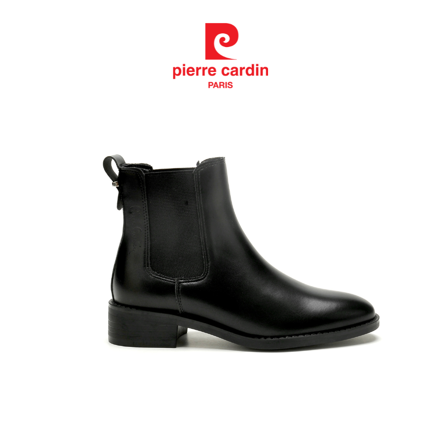 Giày Boots/ Bốt nữ Pierre Cardin chất liệu da cao cấp, đế cao 3,5cm, thiết kế phối thun -243