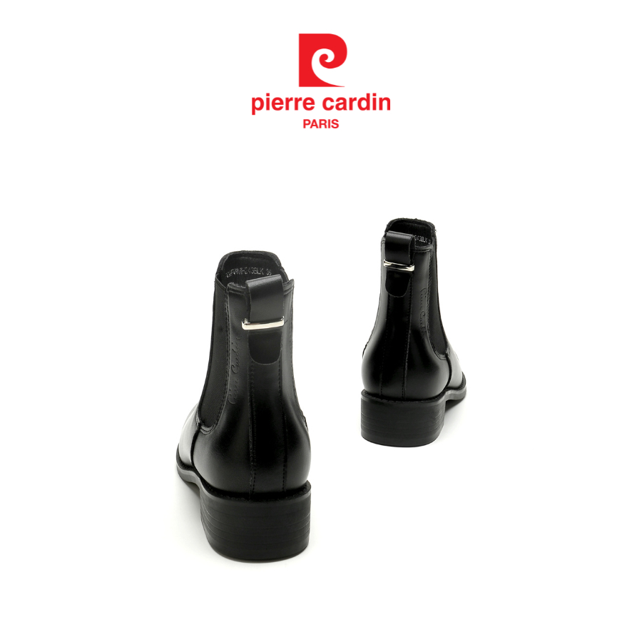 Giày Boots/ Bốt nữ Pierre Cardin chất liệu da cao cấp, đế cao 3,5cm, thiết kế phối thun -243