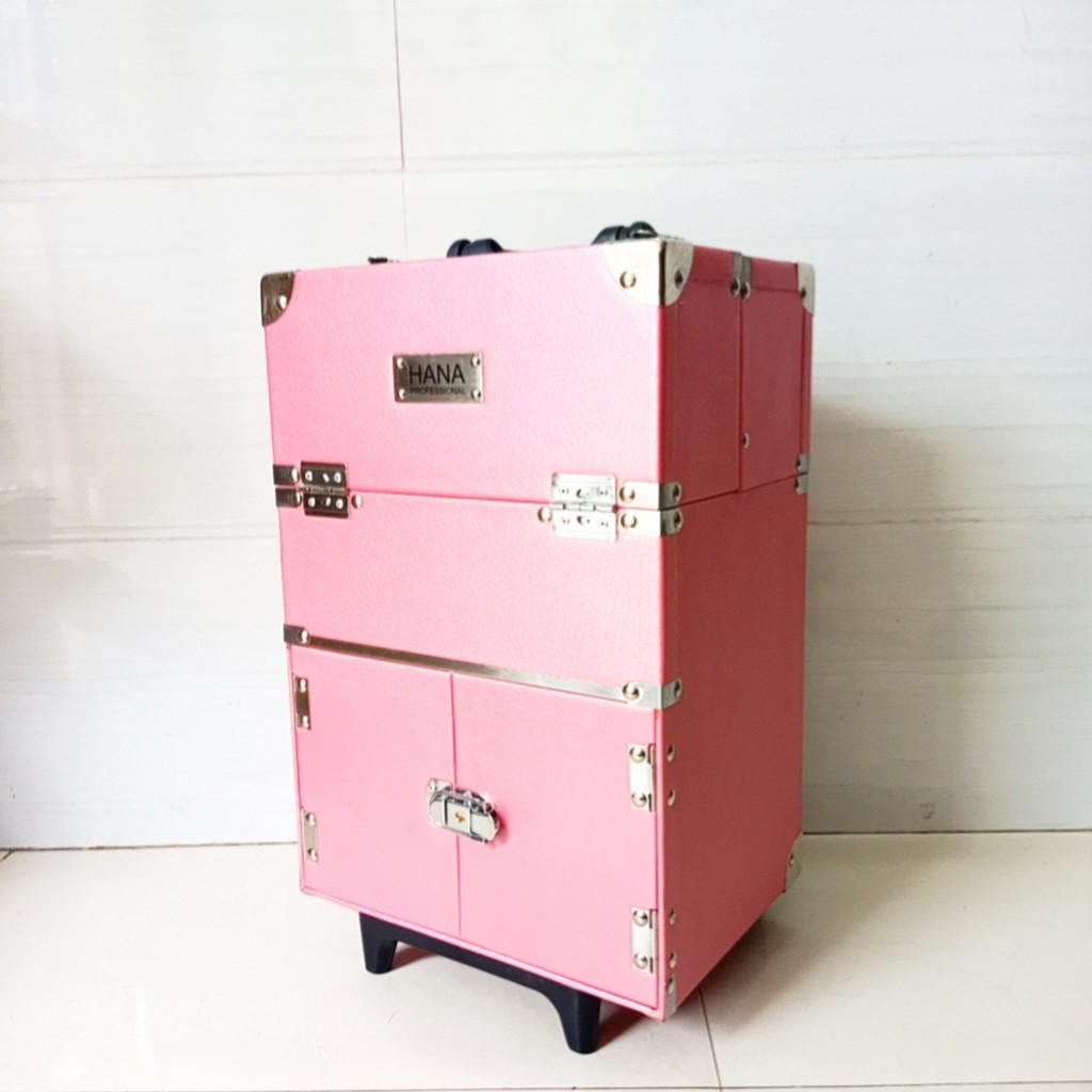 Cốp vali đa năng mini cao cấp The Rucy Hana bọc góc, viền cạnh inox size 30x22x44 cm màu hồng