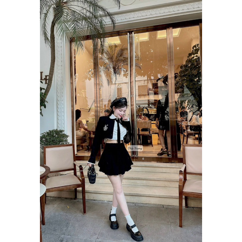 Sét áo cà vạt mix chân váy năng động trẻ trung