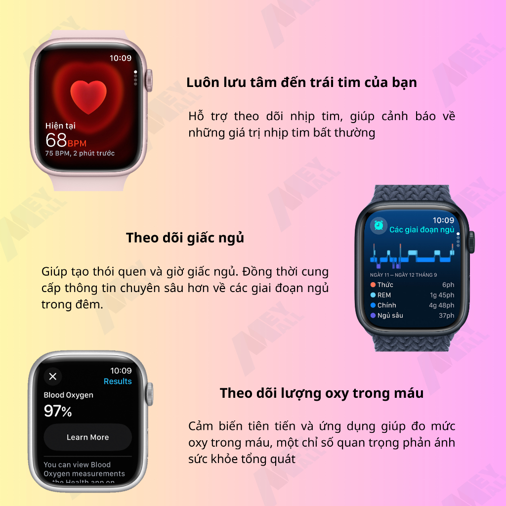 Đồng hồ thông minh APW Series 9 GPS 41mm, 1.9 inch viền nhôm dây thể thao - Bảo hành 1 năm - MeyMall