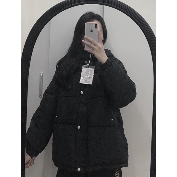 Áo khoác Phao Nữ có mũ đại Hàn Siêu Ấm , áo Phao dáng rộng cực dày dặn