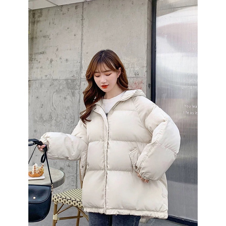 Áo khoác Phao Nữ có mũ đại Hàn Siêu Ấm , áo Phao dáng rộng cực dày dặn