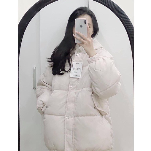 Áo khoác Phao Nữ có mũ đại Hàn Siêu Ấm , áo Phao dáng rộng cực dày dặn