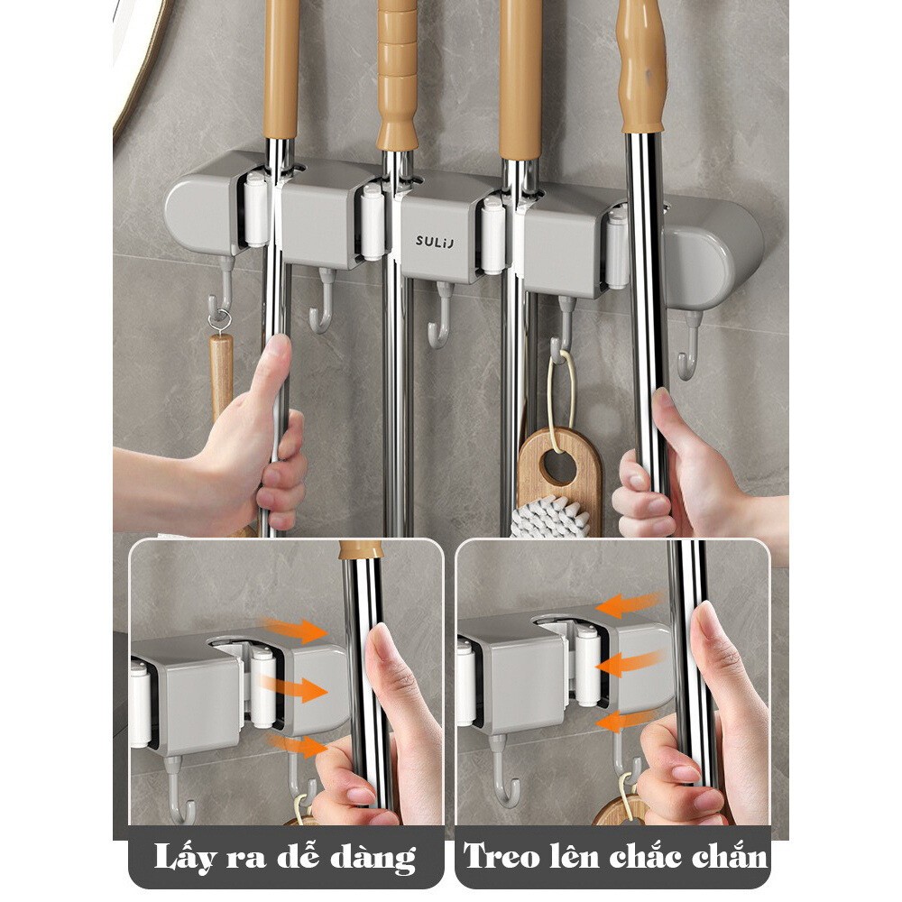 Móc Treo Kẹp Chổi Đồ Dùng Nhà Tắm Nhà Bếp Giúp bạn Sắp Xếp Nhà Cửa Gọn Gàng Thông Minh Tiện Ích