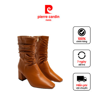 Giày boots/bốt nữ Pierre Cardin chất liệu da cao cấp, thiết kế cổ cao, đế cao 6cm - 246