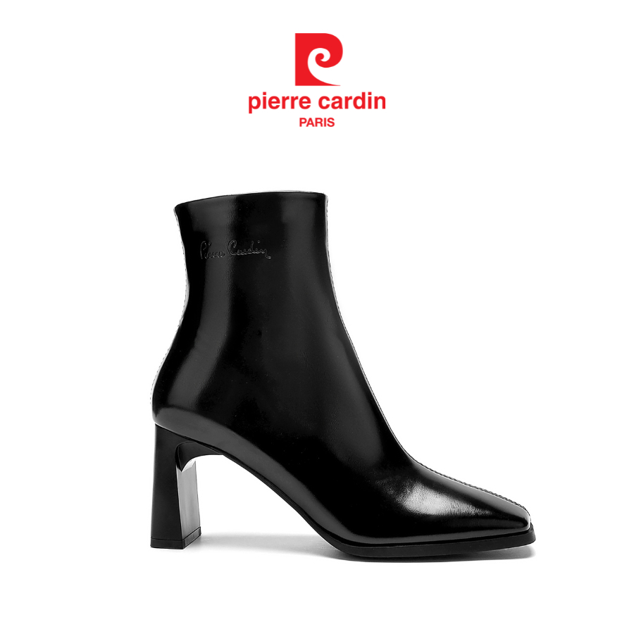 Giày boots/ bốt nữ Pierre Cardin da cao cấp, đế vuông cao gót 7cm, thiết kế khóa sau tiện lợi 245