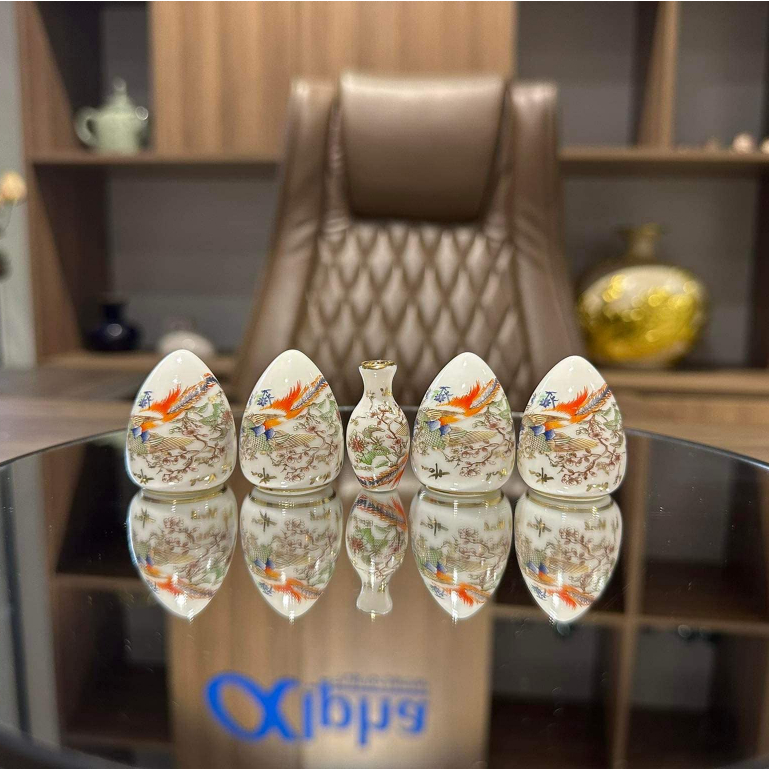 Cóng sứ khuyên , hút mật hàng Bát Tràng mẫu Decal ánh vàng gắn sẵn tai