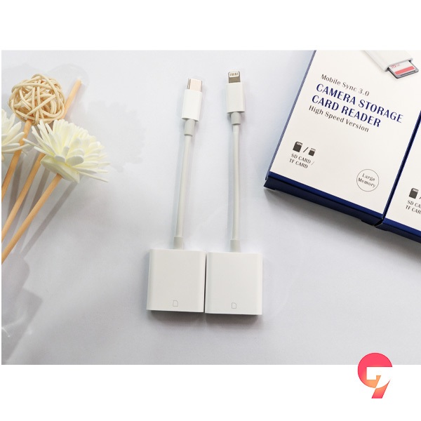 BH 6 tháng - Đầu đọc thẻ nhớ SD chân type C/ lightning cho iphone/ android