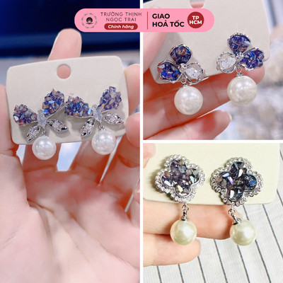 Bông Tai Ngọc Trai Mix Đá Siêu Xinh, Hiện Đại, Trẻ Trung - Ngọc Trai Trường Thịnh